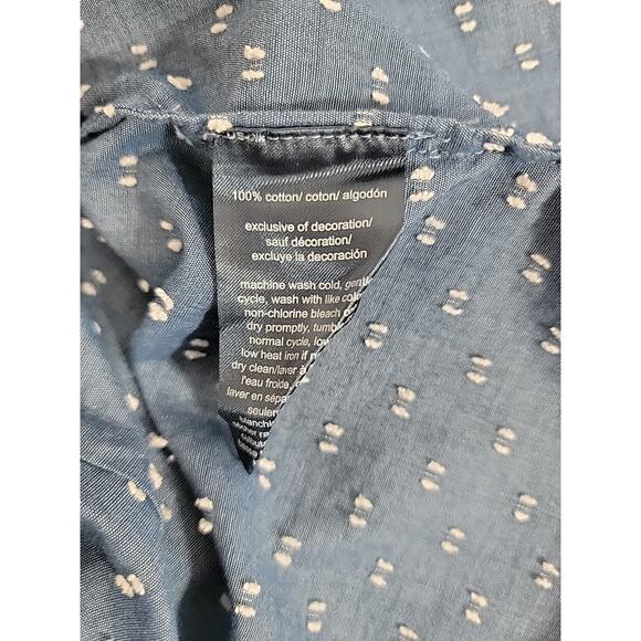 Tommy Hilfiger Women’s Chambray Swiss Dot Sleeveless Button-Up Shirt XL 100% Cot - Picture 7 of 7